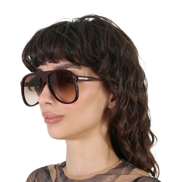 Chloe Accessories - Chloe Dannie Brown Burgundy Gradient Aviator Sunglasses CH0128S NWOT - RARE